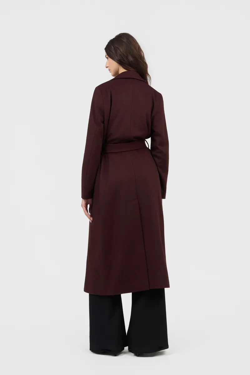 Roberto Cavalli Burgundy Belted Coat With Leopard Print Lining | Thumbnail 3 Roberto Cavalli Burgundy Belted Coat With Leopard Print Lining | Thumbnail 3