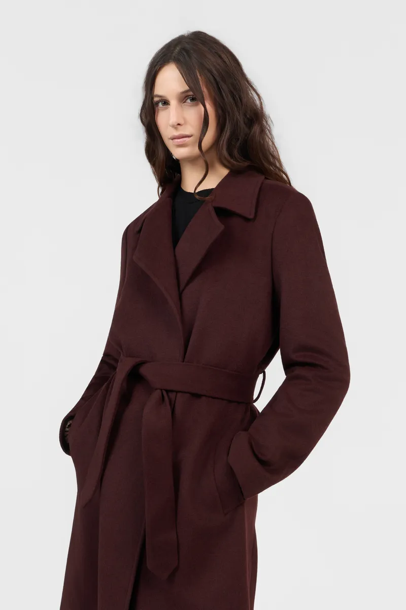 Roberto Cavalli Burgundy Belted Coat With Leopard Print Lining | Thumbnail 4 Roberto Cavalli Burgundy Belted Coat With Leopard Print Lining | Thumbnail 4