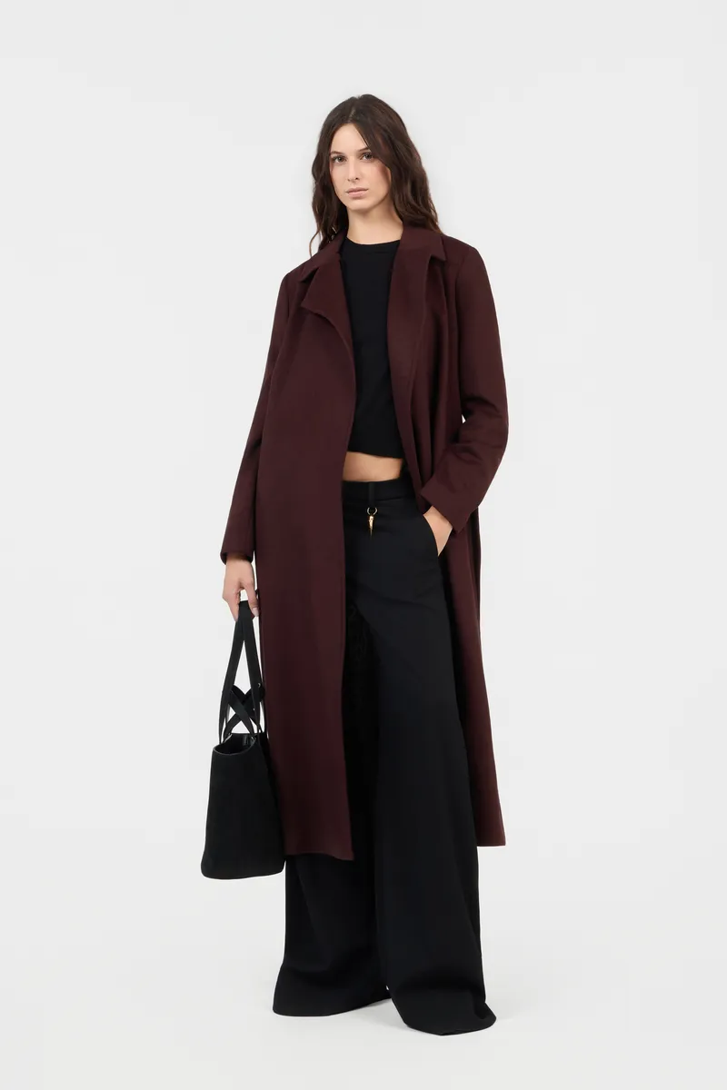 Roberto Cavalli Burgundy Belted Coat With Leopard Print Lining | Thumbnail 6 Roberto Cavalli Burgundy Belted Coat With Leopard Print Lining | Thumbnail 6