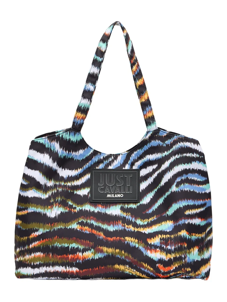 Roberto Cavalli Zebra Print Beach Bag With Logo Patch