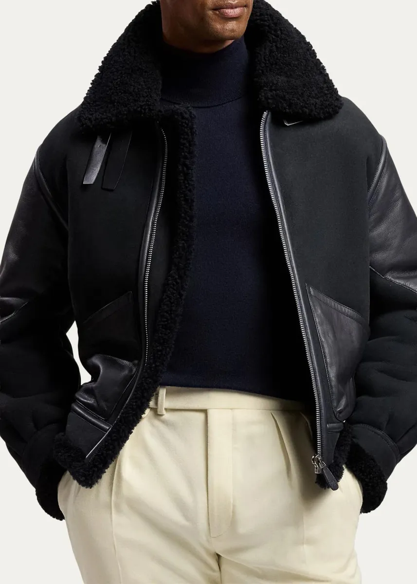 Ralph Lauren Purple Label Men's Lutton Shearling Aviator Jacket | Thumbnail 4 Ralph Lauren Purple Label Men's Lutton Shearling Aviator Jacket | Thumbnail 4