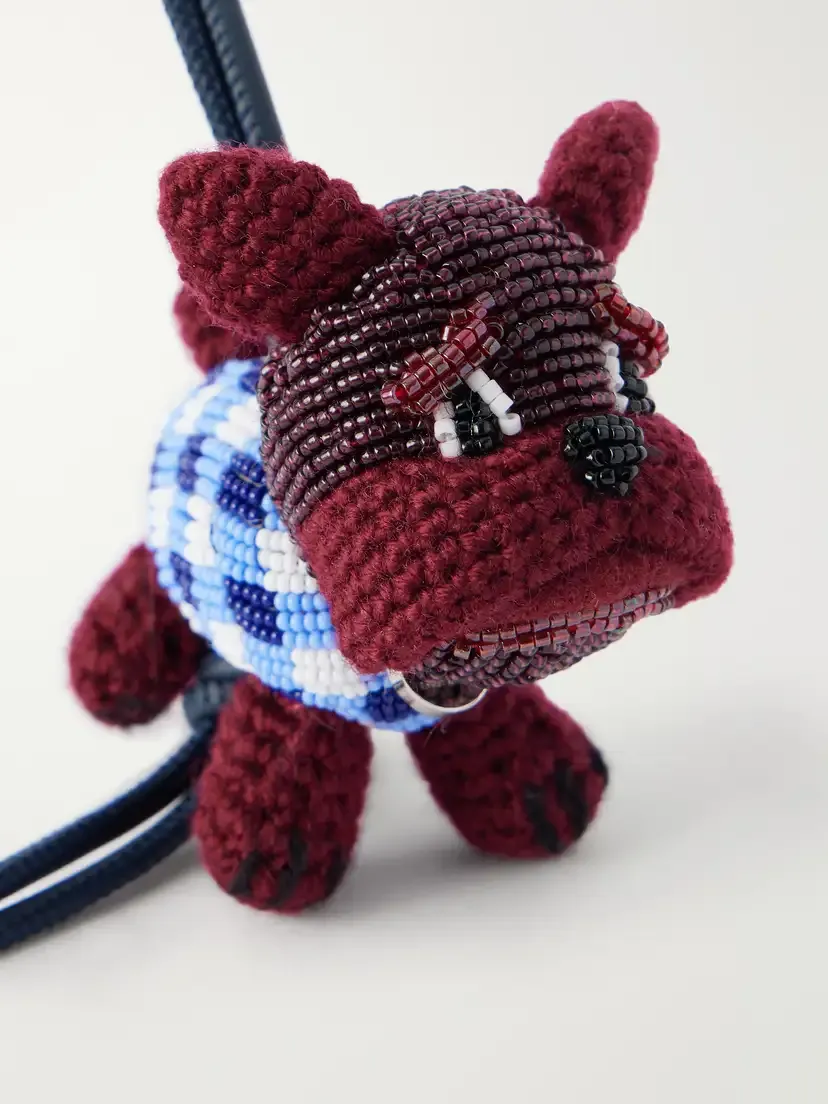 Loewe + Cosima Von Bonin Bulldog Leather-trimmed Bead-embellished Crochet-knit Bag Charm | Thumbnail 4 Loewe + Cosima Von Bonin Bulldog Leather-trimmed Bead-embellished Crochet-knit Bag Charm | Thumbnail 4