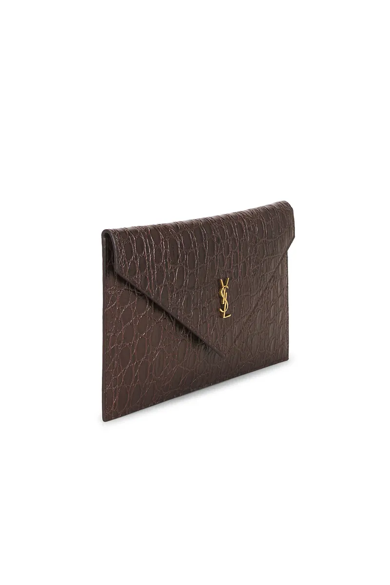 Saint Laurent Cuir Effect Croco Naturel Pouch | Thumbnail 4