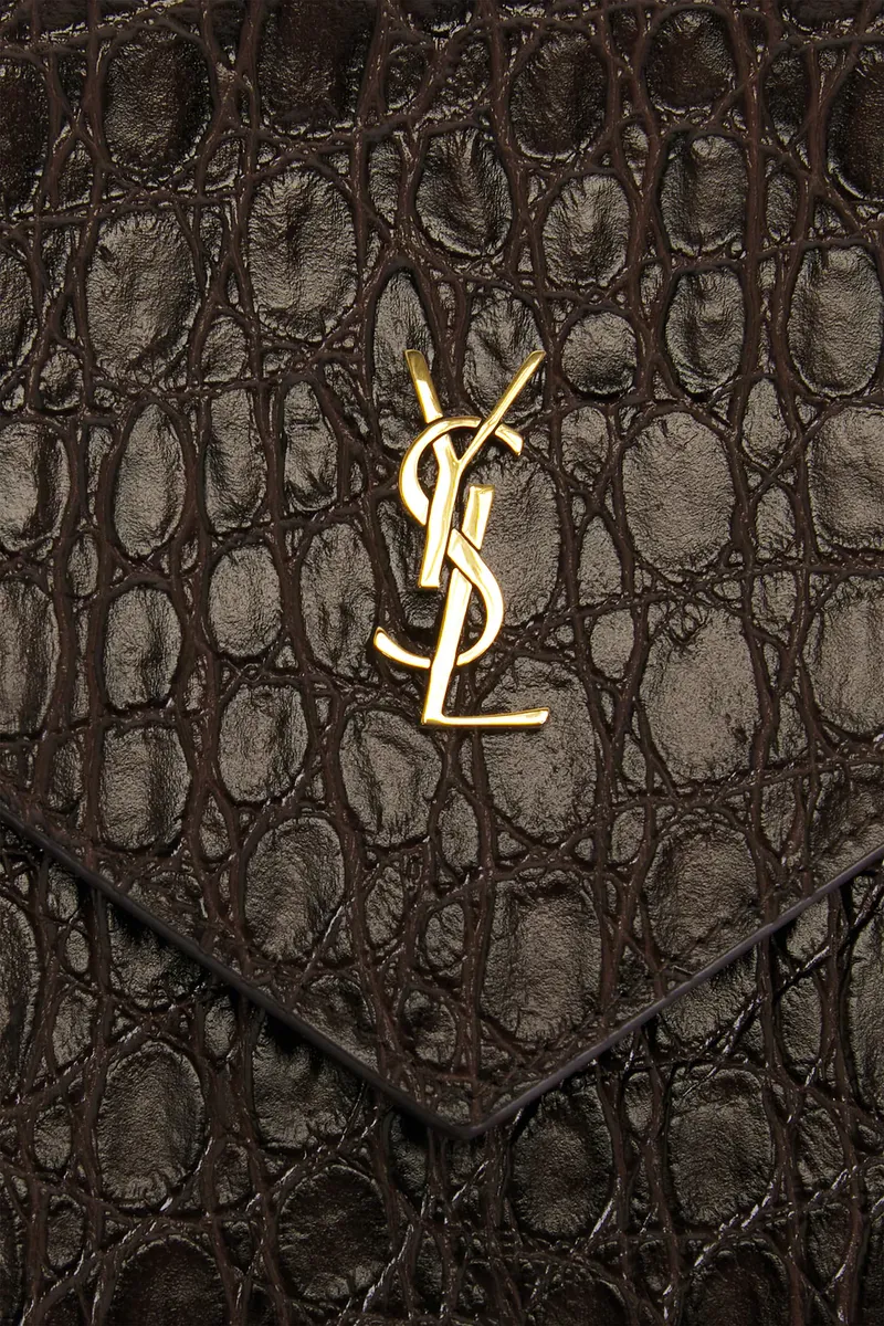 Saint Laurent Cuir Effect Croco Naturel Pouch | Thumbnail 7