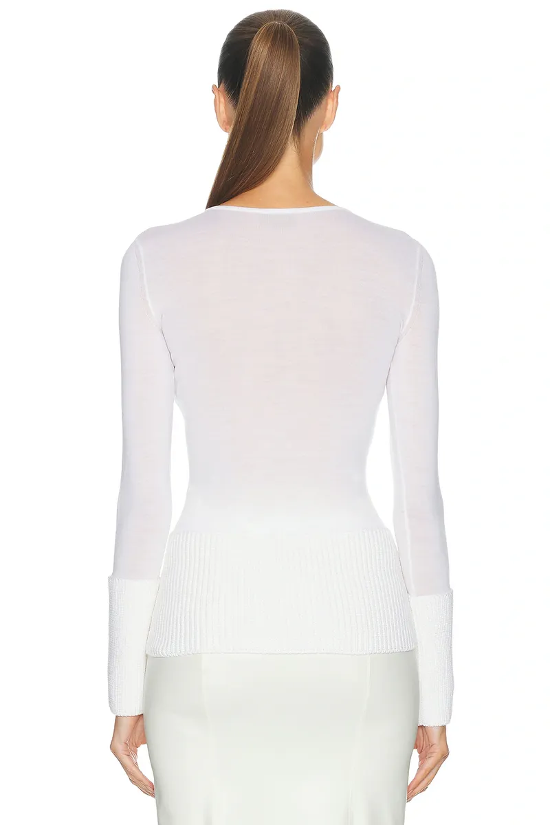 Alaïa Long Sleeve Crewneck Top | Thumbnail 3 Alaïa Long Sleeve Crewneck Top | Thumbnail 3