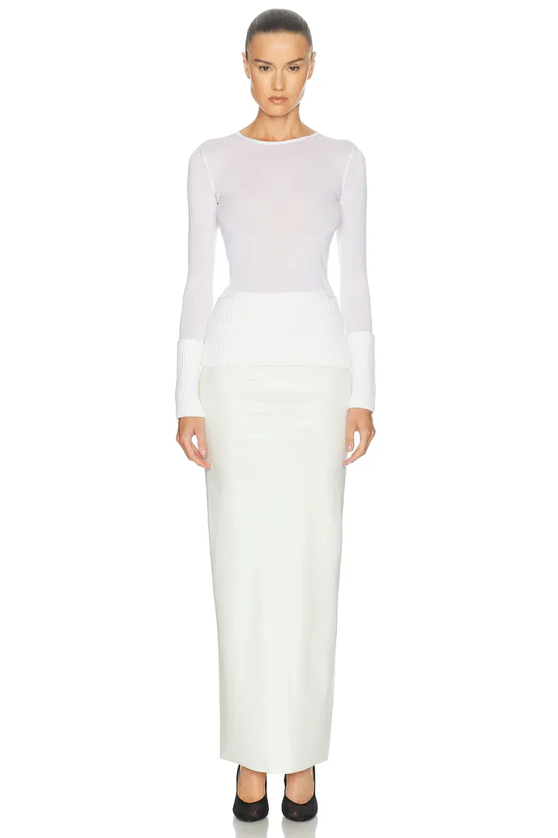 Alaïa Long Sleeve Crewneck Top | Thumbnail 4 Alaïa Long Sleeve Crewneck Top | Thumbnail 4