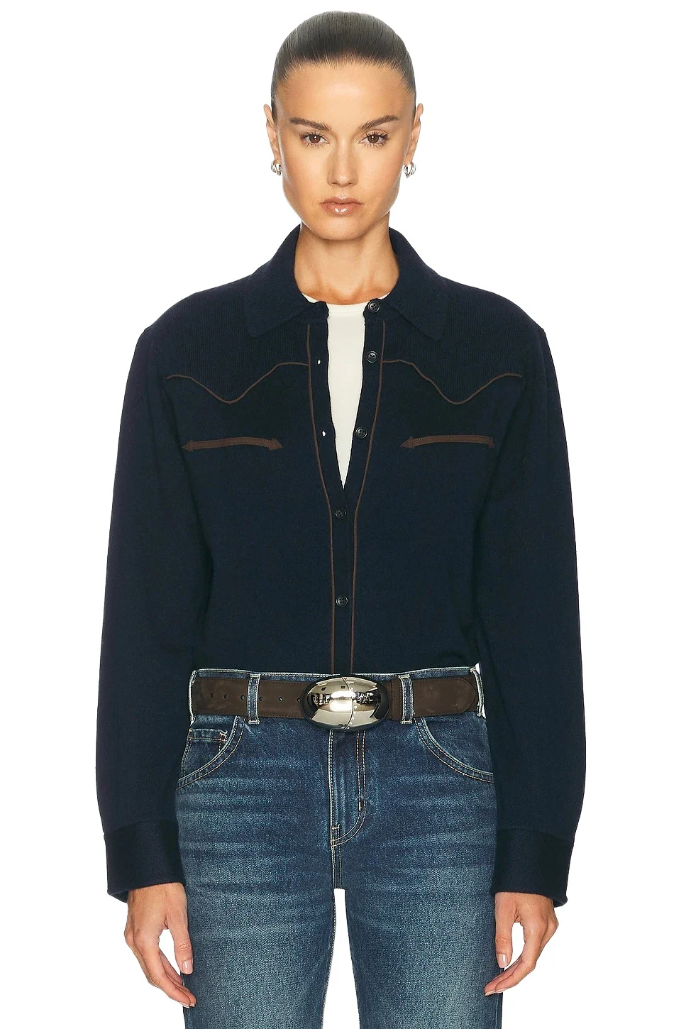 Guest In Residence Cropped Western Shirt