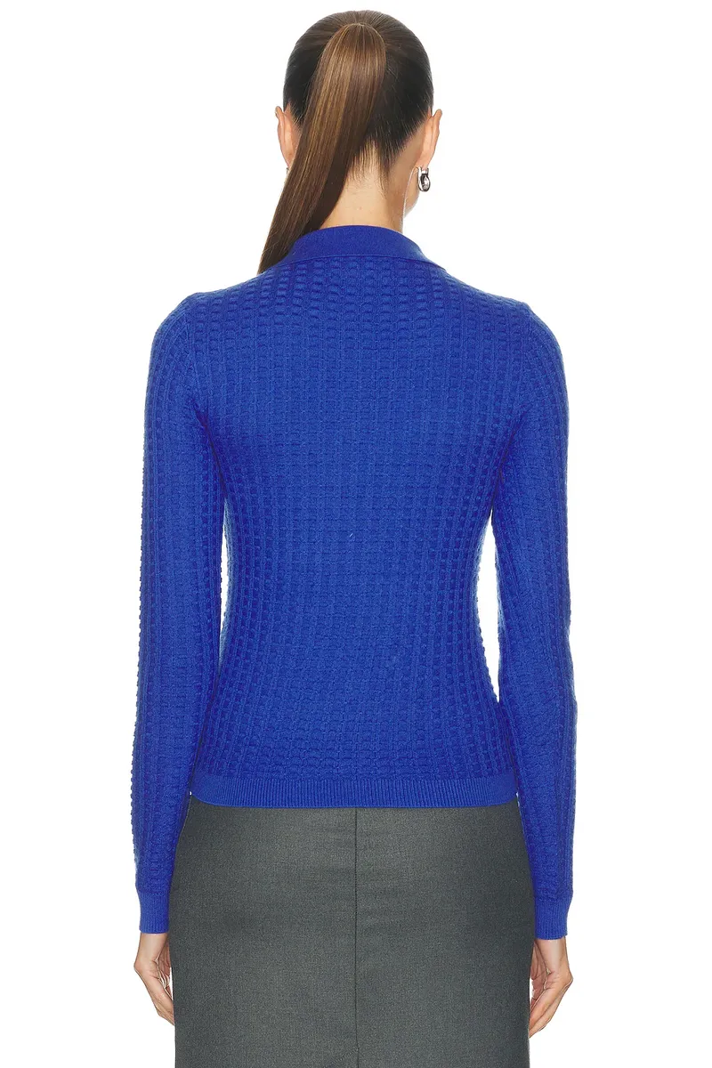 Guest In Residence Long Sleeve Shrunken Waffle Polo Top | Thumbnail 3 Guest In Residence Long Sleeve Shrunken Waffle Polo Top | Thumbnail 3