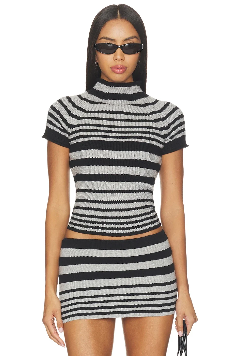 Frankies Bikinis Harmony Cloud Knit Mock Neck Tee