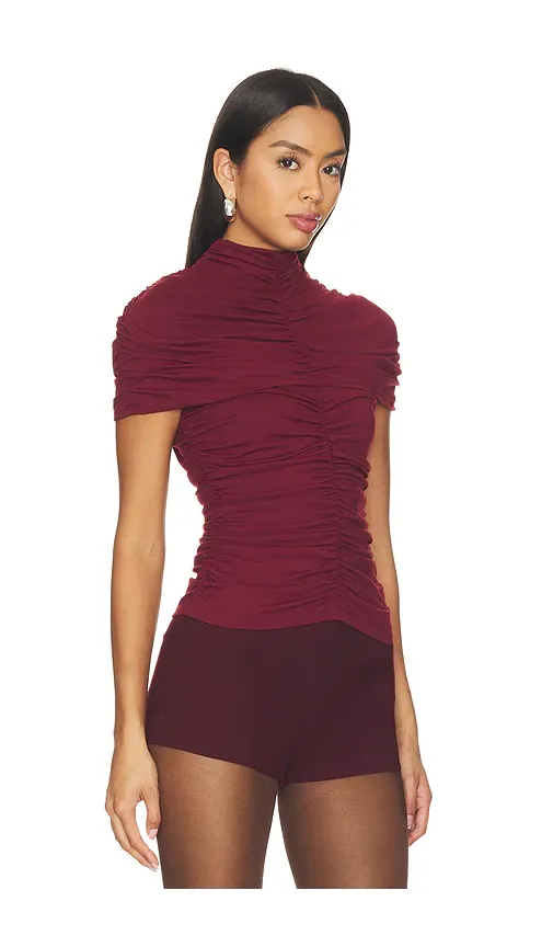 susana monaco Mock Neck Overlay Gathered Top | Thumbnail 2 susana monaco Mock Neck Overlay Gathered Top | Thumbnail 2