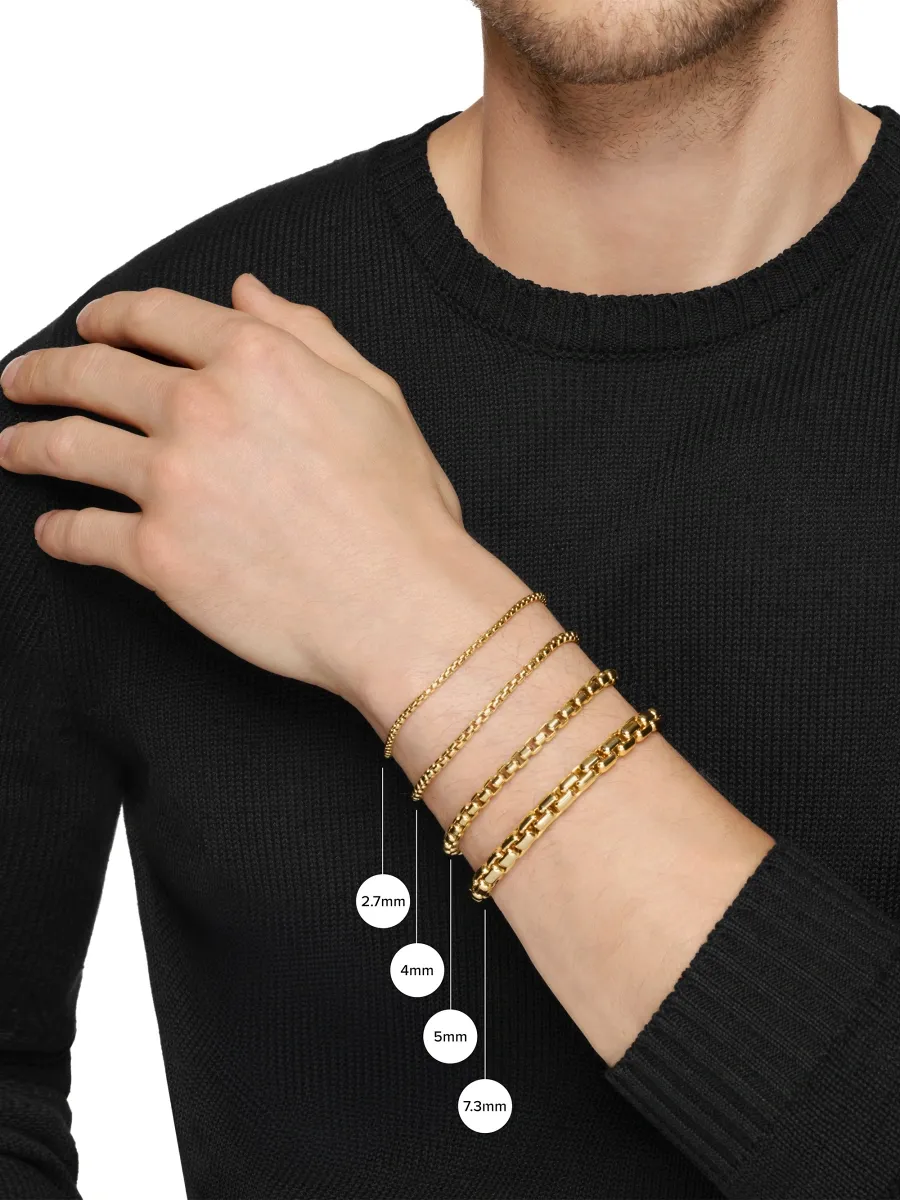 David Yurman Men's Box Chain Bracelet in 18K Yellow Gold, 7.3MM | Thumbnail 3