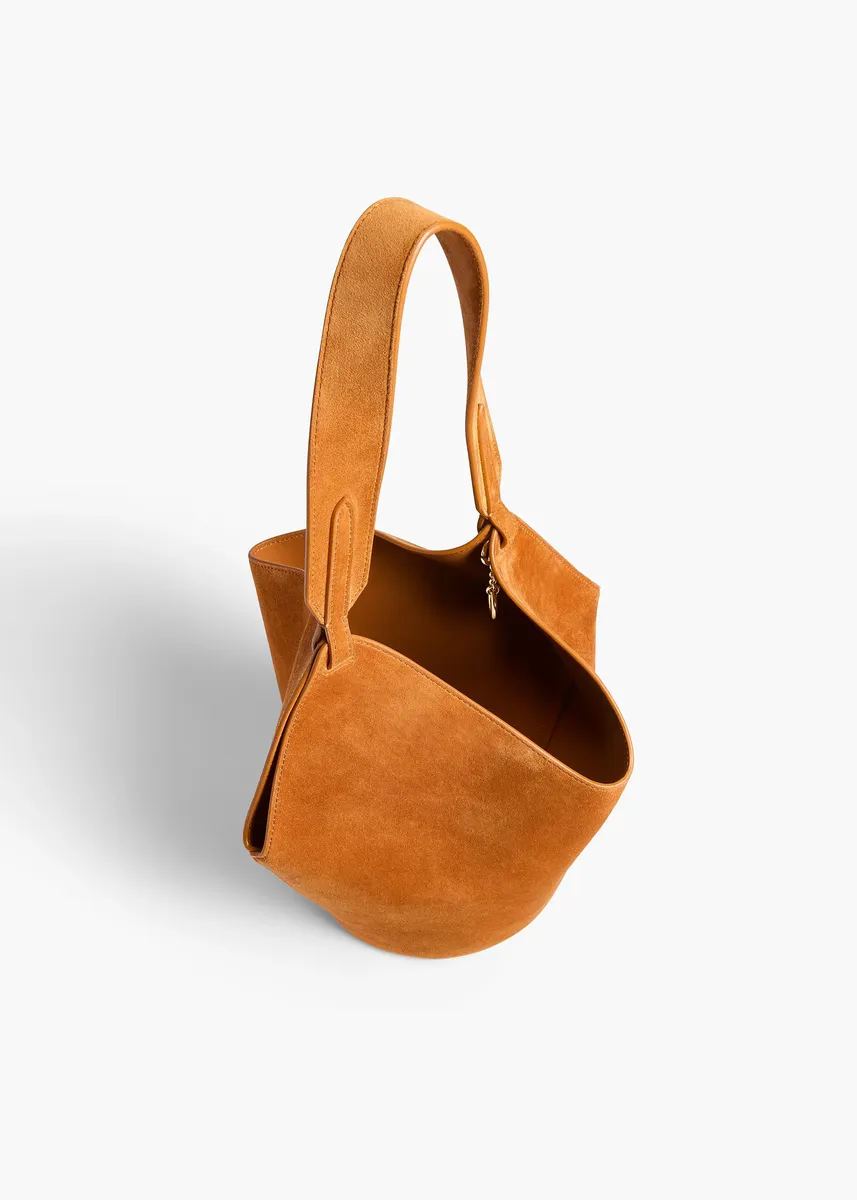 Khaite Mini Lotus Tote In Tan Suede | Thumbnail 3