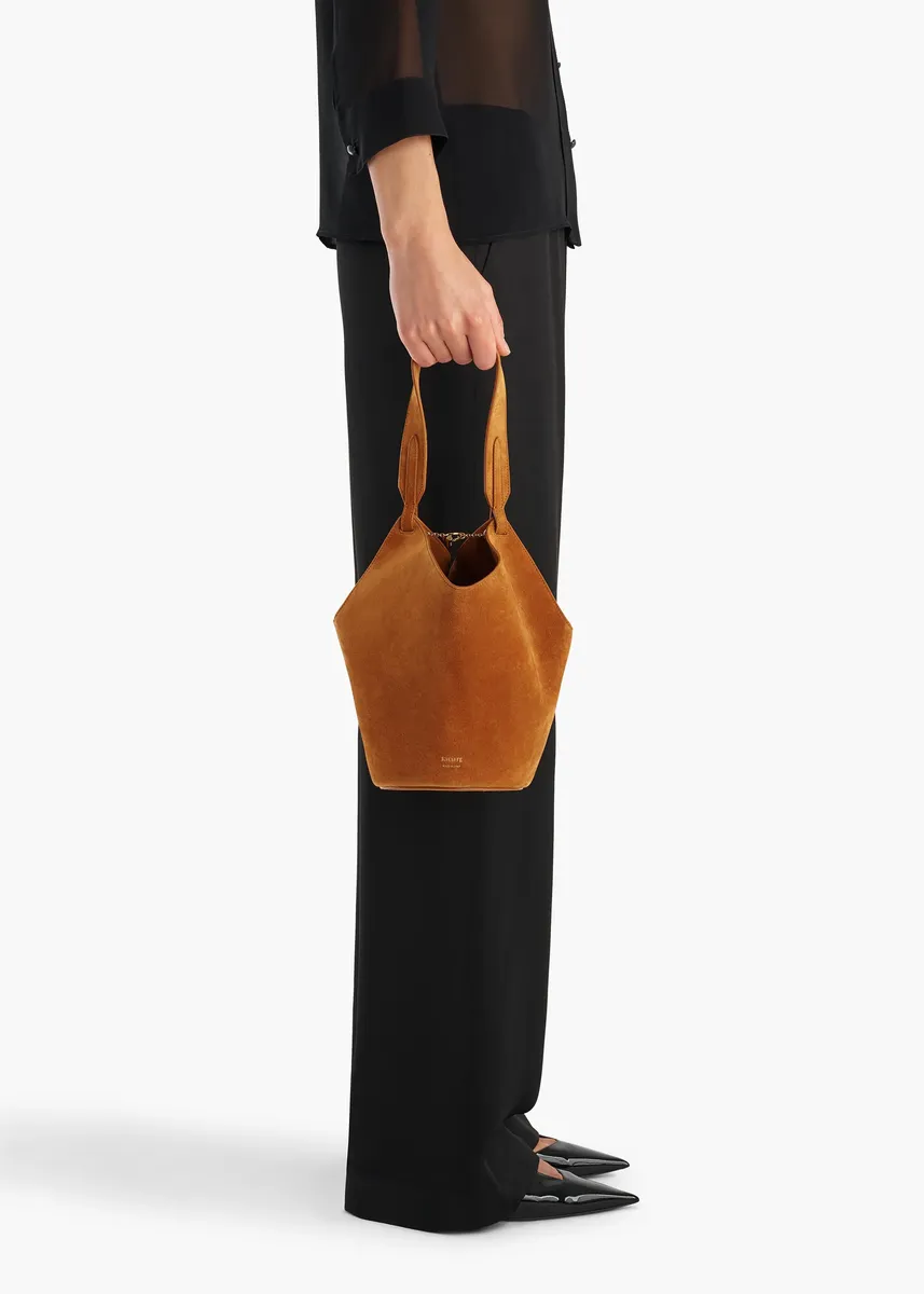 Khaite Mini Lotus Tote In Tan Suede | Thumbnail 5