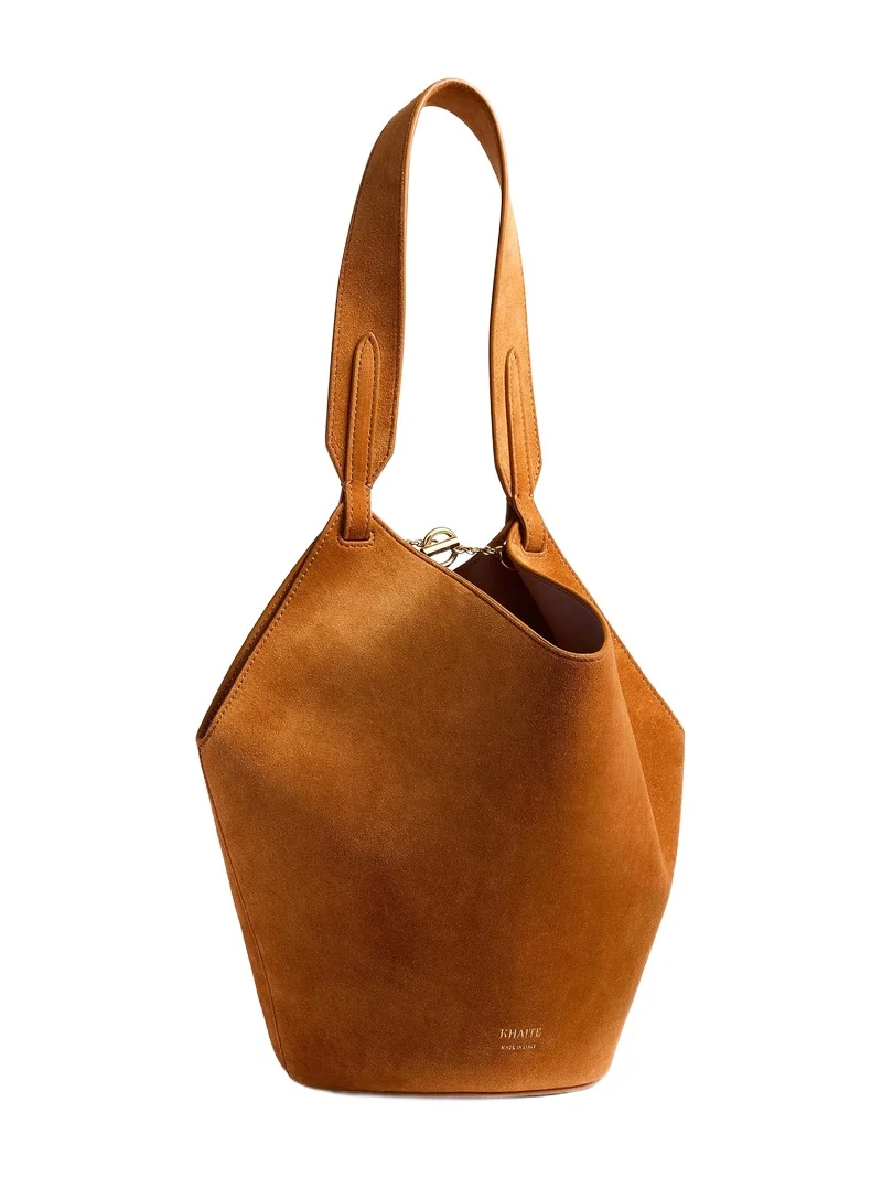 Mini Lotus Tote In Tan Suede Mini Lotus Tote In Tan Suede