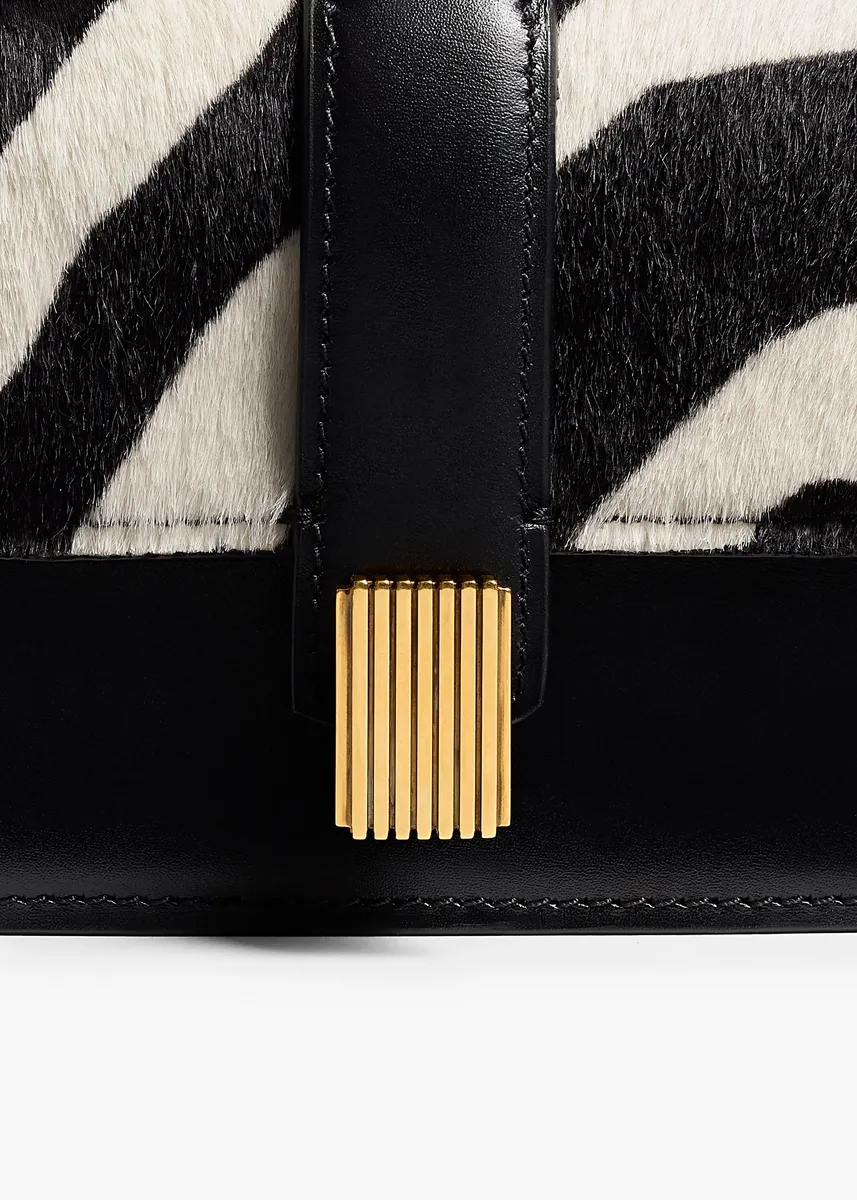 Khaite Blake Nano Bag In Zebra Print Haircalf And Black Leather | Thumbnail 4
