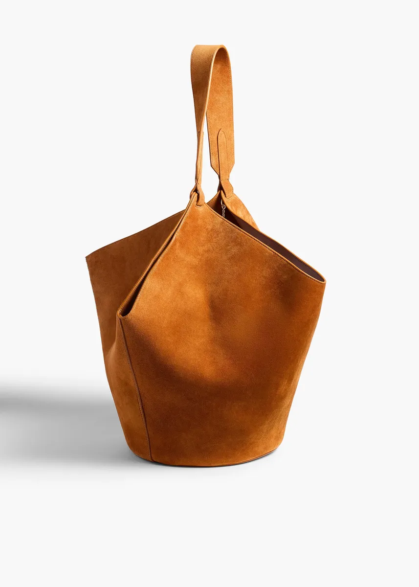 Khaite Medium Lotus Tote In Tan Suede | Thumbnail 2