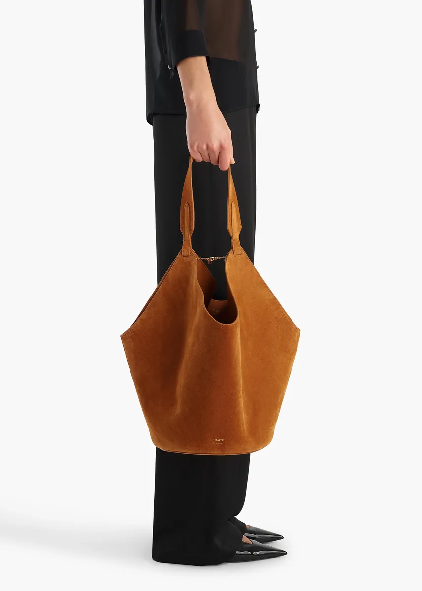 Khaite Medium Lotus Tote In Tan Suede | Thumbnail 5