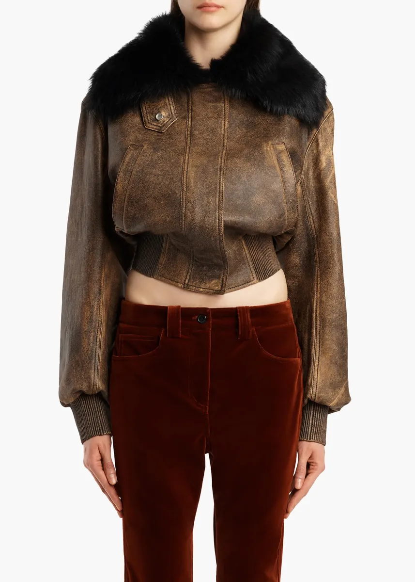 Khaite Rocco Jacket In Dark Brown Leather With Dark Brown Shearling | Thumbnail 3 Khaite Rocco Jacket In Dark Brown Leather With Dark Brown Shearling | Thumbnail 3