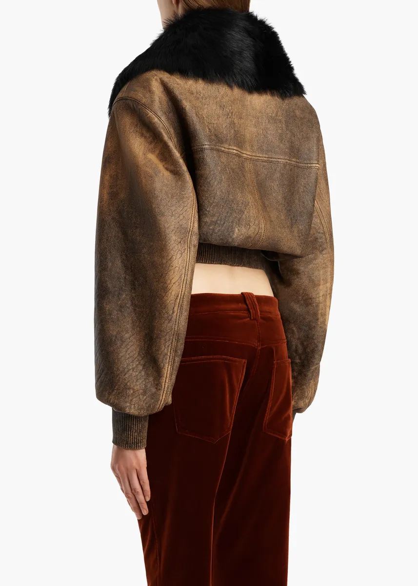 Khaite Rocco Jacket In Dark Brown Leather With Dark Brown Shearling | Thumbnail 4 Khaite Rocco Jacket In Dark Brown Leather With Dark Brown Shearling | Thumbnail 4