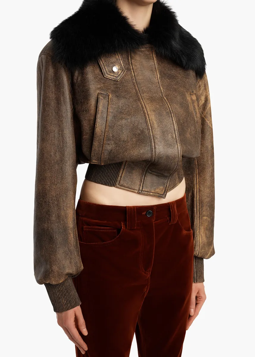 Khaite Rocco Jacket In Dark Brown Leather With Dark Brown Shearling | Thumbnail 5 Khaite Rocco Jacket In Dark Brown Leather With Dark Brown Shearling | Thumbnail 5