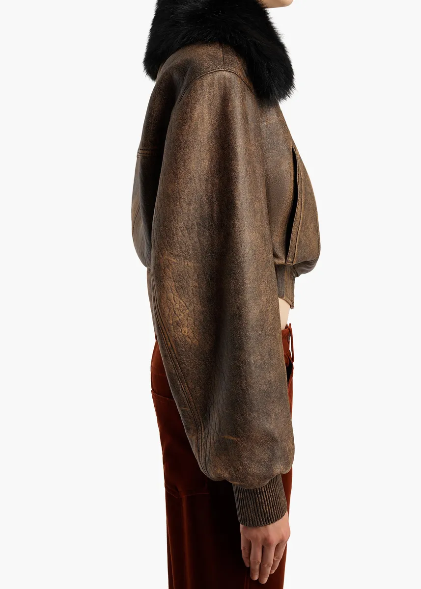 Khaite Rocco Jacket In Dark Brown Leather With Dark Brown Shearling | Thumbnail 6 Khaite Rocco Jacket In Dark Brown Leather With Dark Brown Shearling | Thumbnail 6