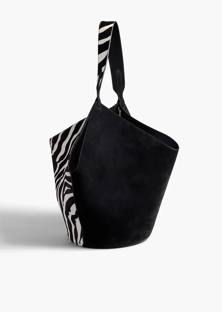 Khaite Medium Lotus Tote In Zebra Print Haircalf And Black Suede | Thumbnail 2 Khaite Medium Lotus Tote In Zebra Print Haircalf And Black Suede | Thumbnail 2