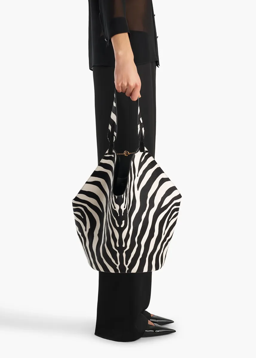 Khaite Medium Lotus Tote In Zebra Print Haircalf And Black Suede | Thumbnail 5 Khaite Medium Lotus Tote In Zebra Print Haircalf And Black Suede | Thumbnail 5