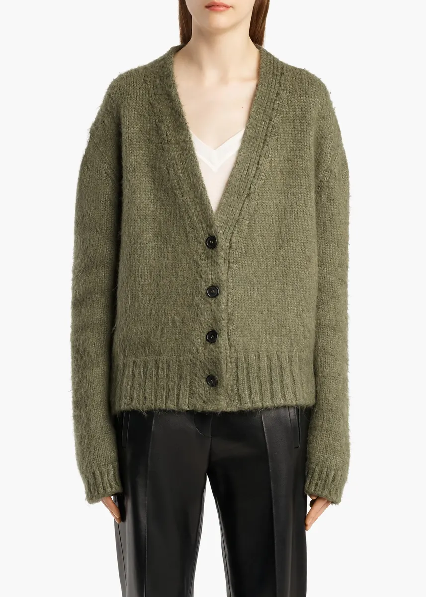Khaite Maura Cardigan In Olive | Thumbnail 3 Khaite Maura Cardigan In Olive | Thumbnail 3