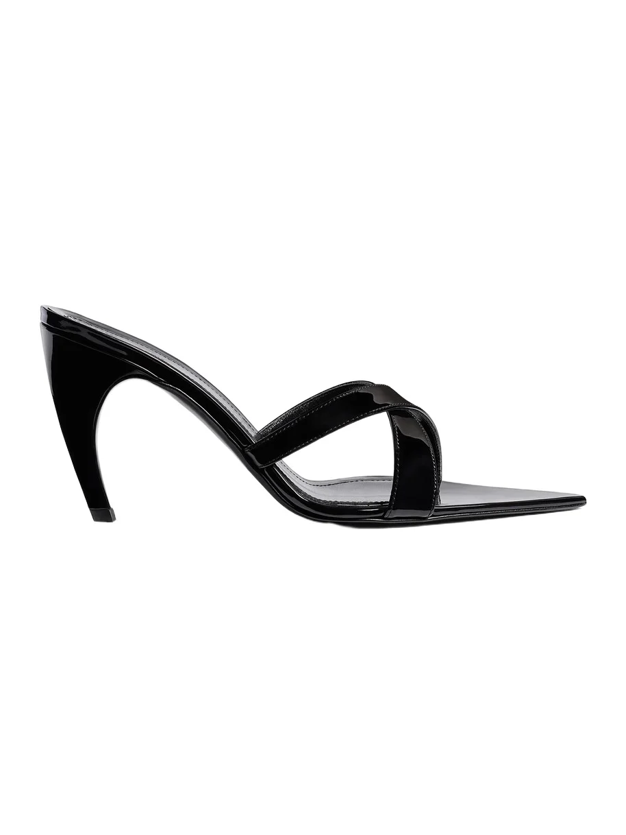 Khaite Sophie Sandal In Black Patent Leather
