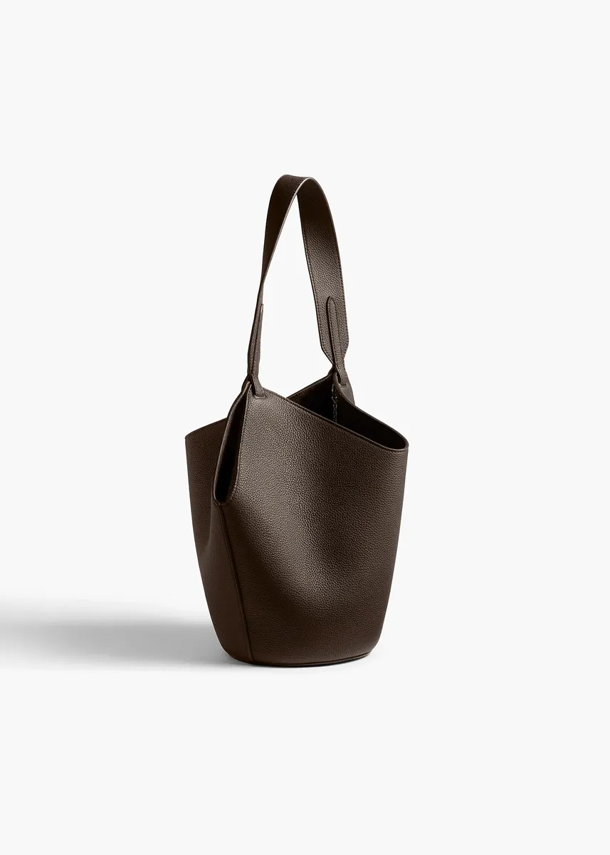 Khaite Mini Lotus Tote In Espresso Pebbled Leather | Thumbnail 2 Khaite Mini Lotus Tote In Espresso Pebbled Leather | Thumbnail 2