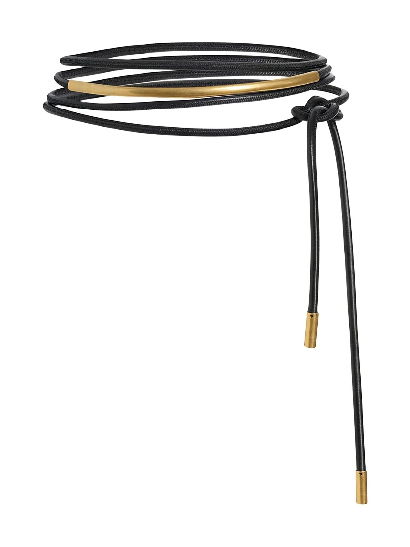 Khaite Ciro Belt In Black Leather With Antique Gold