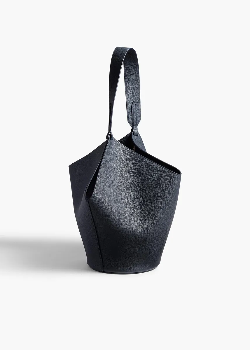 Khaite Small Lotus Tote In Midnight Navy Pebbled Leather | Thumbnail 2 Khaite Small Lotus Tote In Midnight Navy Pebbled Leather | Thumbnail 2