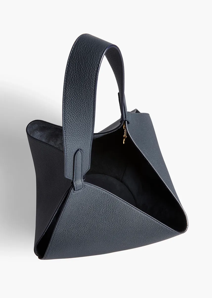Khaite Small Lotus Tote In Midnight Navy Pebbled Leather | Thumbnail 3 Khaite Small Lotus Tote In Midnight Navy Pebbled Leather | Thumbnail 3