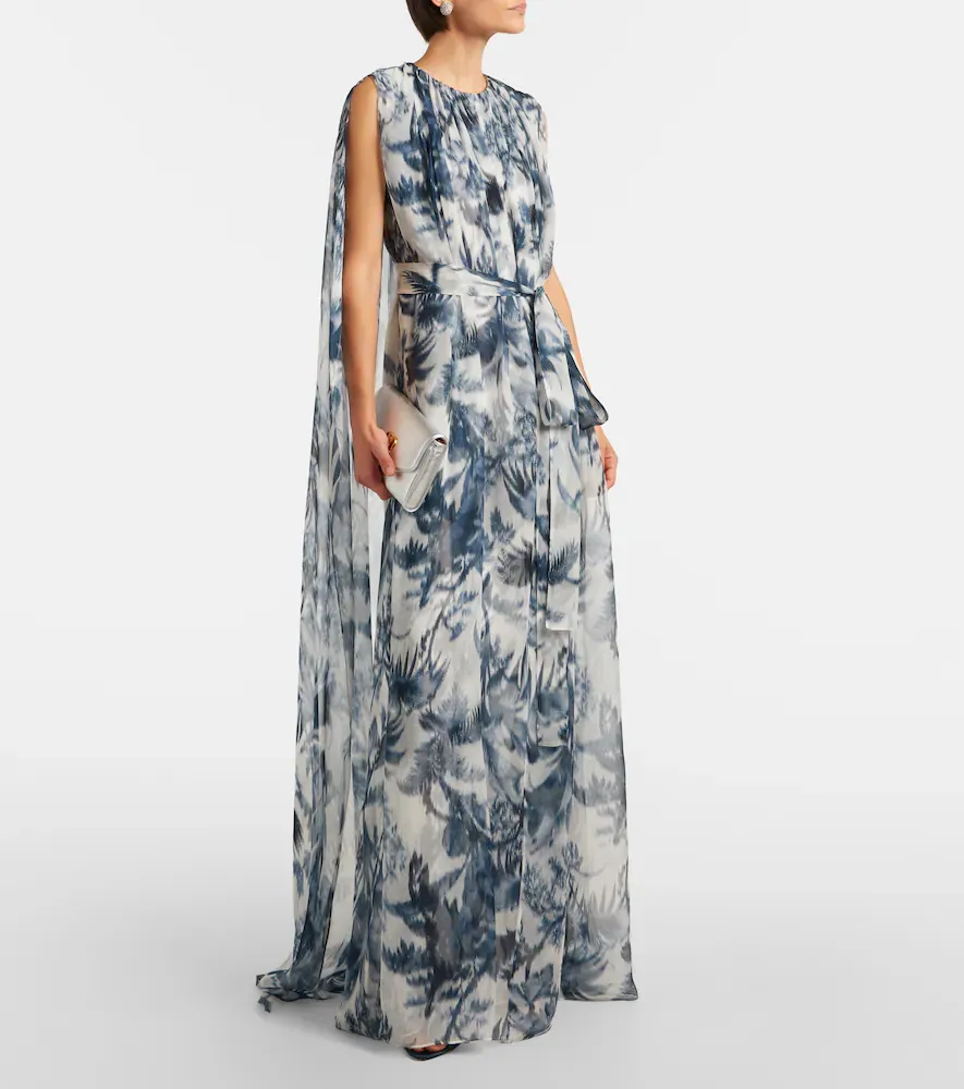 Oscar de la Renta Caped silk gown | Thumbnail 2 Oscar de la Renta Caped silk gown | Thumbnail 2