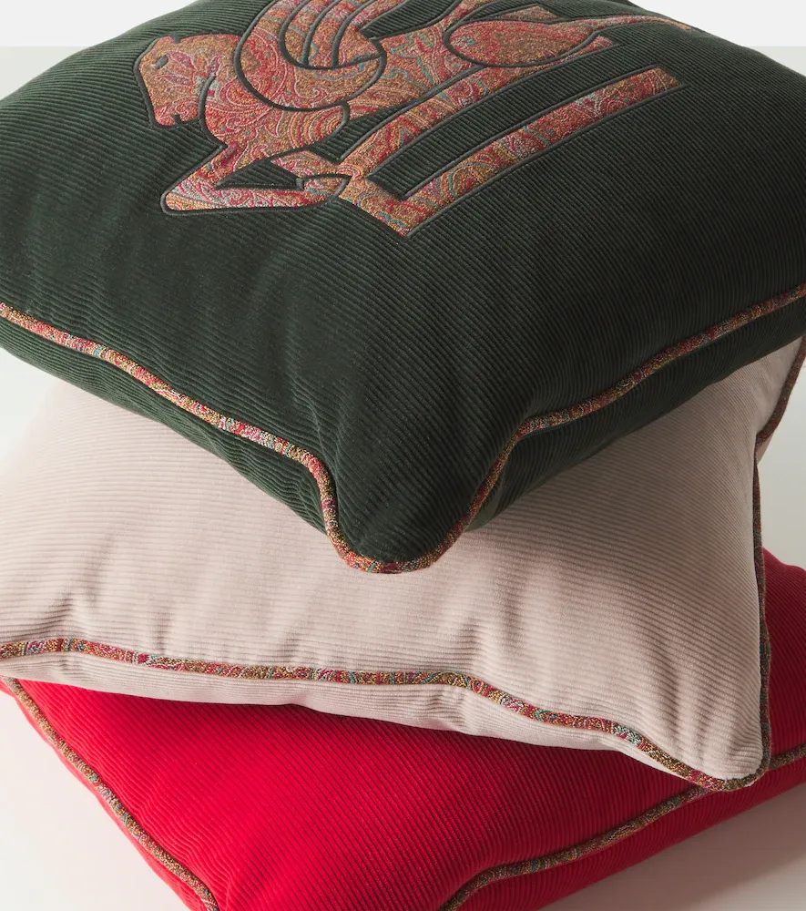 Etro Pegaso embroidered cotton velvet cushion | Thumbnail 4 Etro Pegaso embroidered cotton velvet cushion | Thumbnail 4