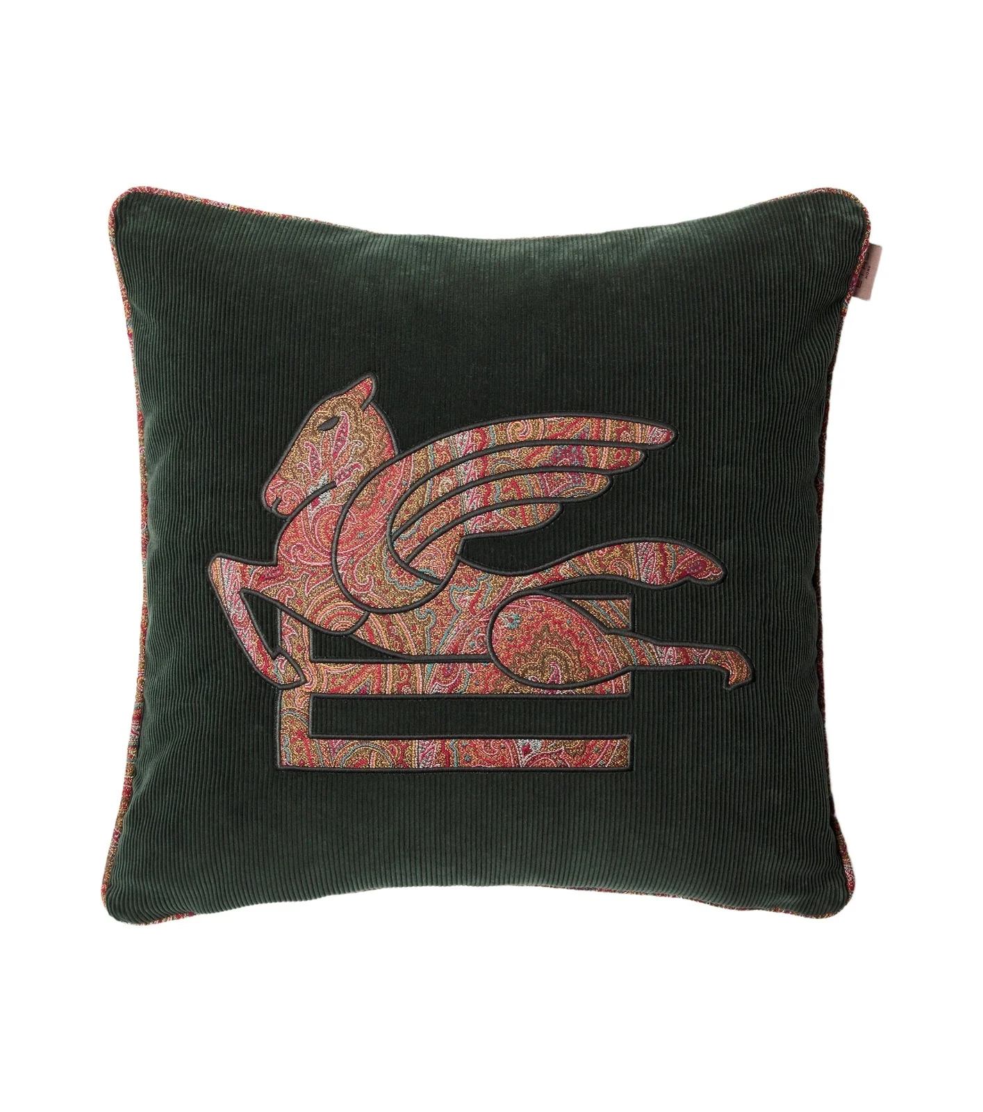 Etro Pegaso embroidered cotton velvet cushion
