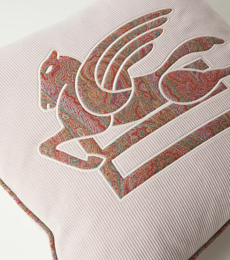 Etro Pegaso embroidered cotton velvet cushion | Thumbnail 2 Etro Pegaso embroidered cotton velvet cushion | Thumbnail 2