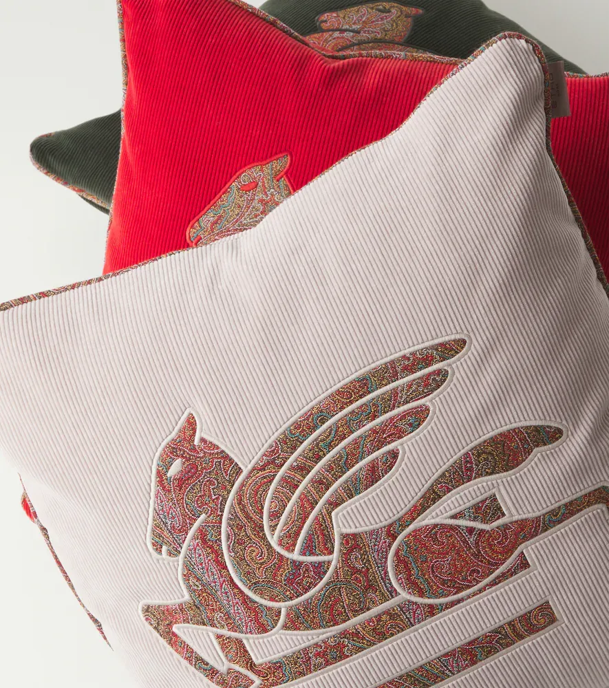 Etro Pegaso embroidered cotton velvet cushion | Thumbnail 3 Etro Pegaso embroidered cotton velvet cushion | Thumbnail 3