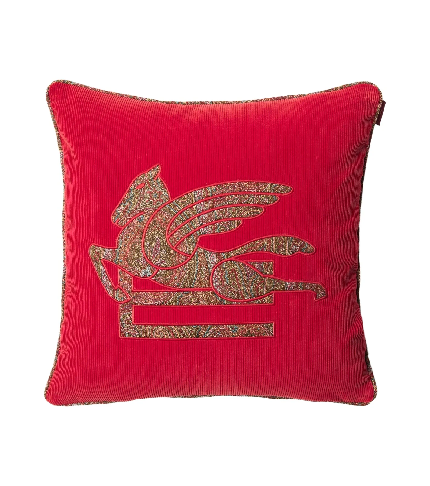 Etro Pegaso embroidered cotton velvet cushion
