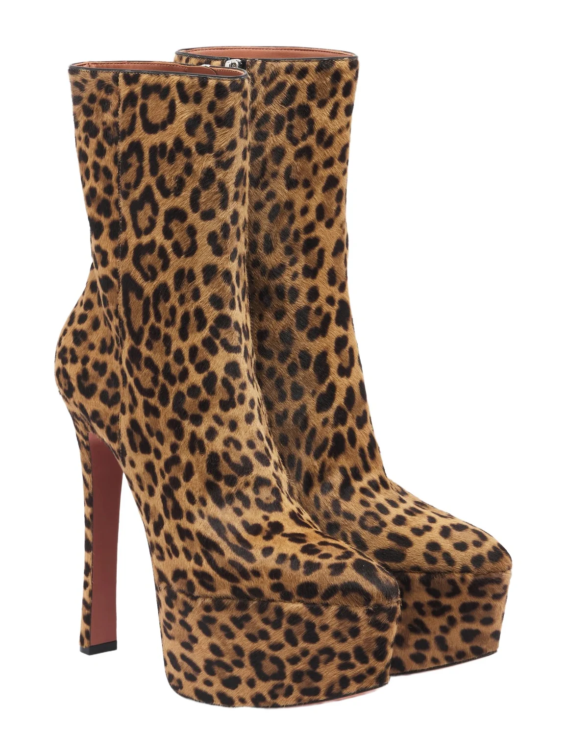 Amina Muaddi Cynthia calf hair platform ankle boots