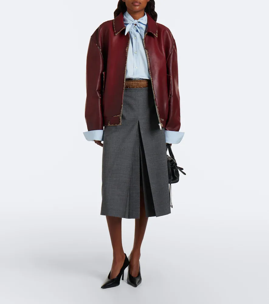 Prada Distressed houndstooth leather jacket | Thumbnail 3 Prada Distressed houndstooth leather jacket | Thumbnail 3