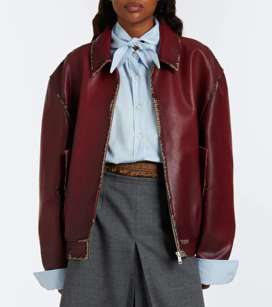 Prada Distressed houndstooth leather jacket | Thumbnail 5 Prada Distressed houndstooth leather jacket | Thumbnail 5