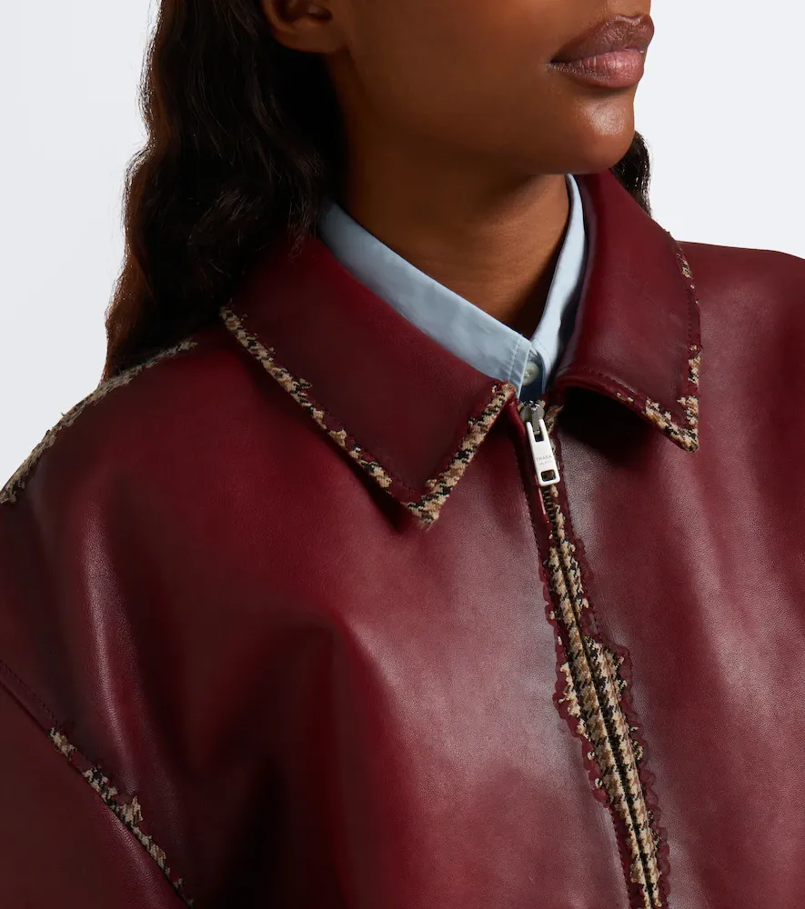 Prada Distressed houndstooth leather jacket | Thumbnail 7 Prada Distressed houndstooth leather jacket | Thumbnail 7