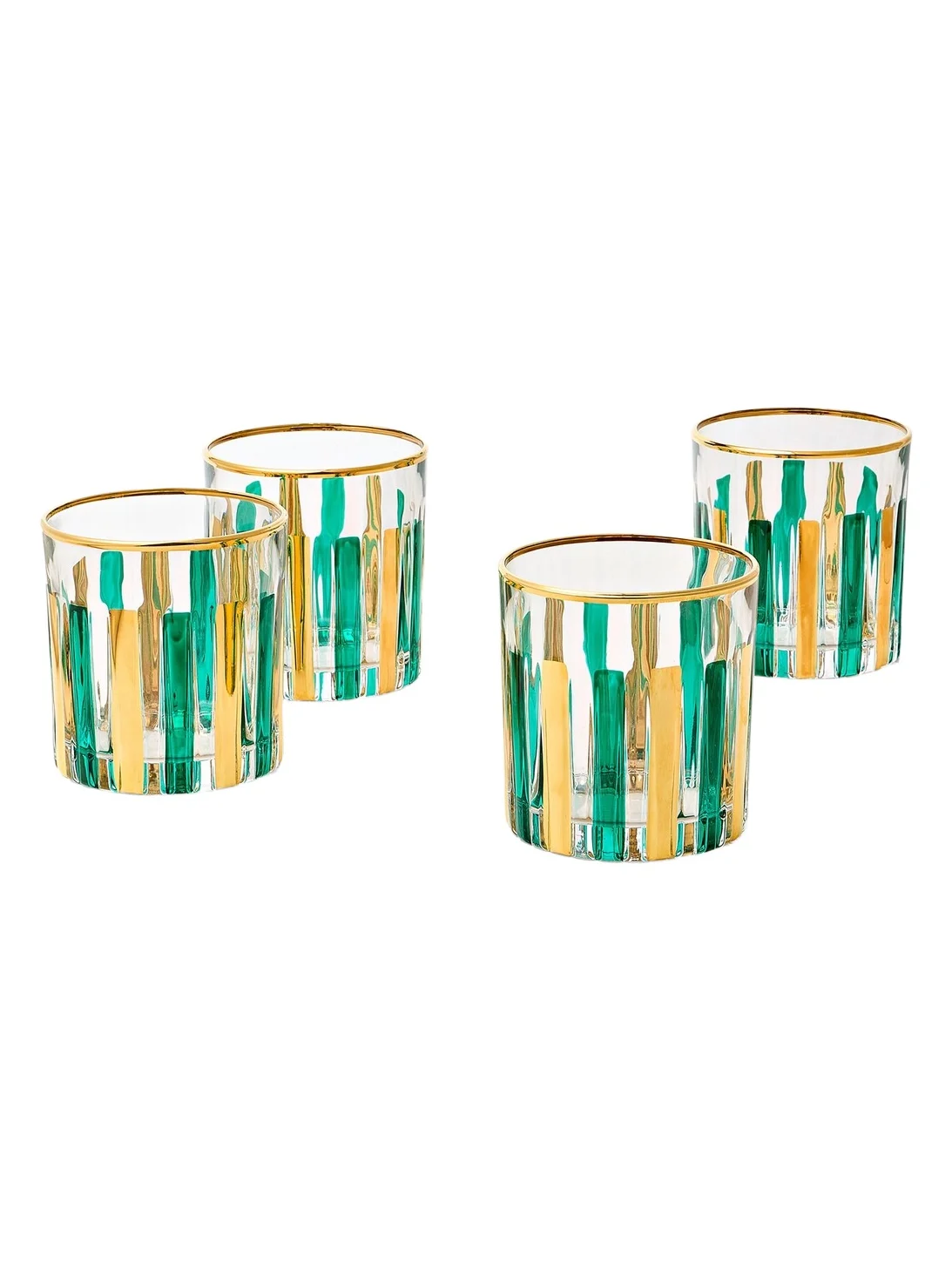 Set of 4 striped glass tumblers Set of 4 striped glass tumblers