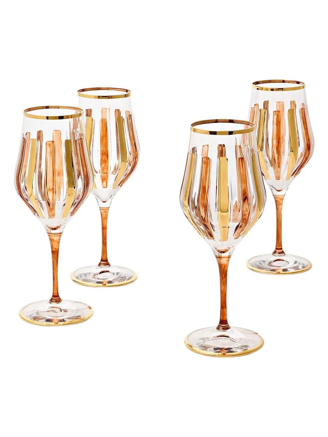 Set of 4 striped crystal wine glasses Set of 4 striped crystal wine glasses