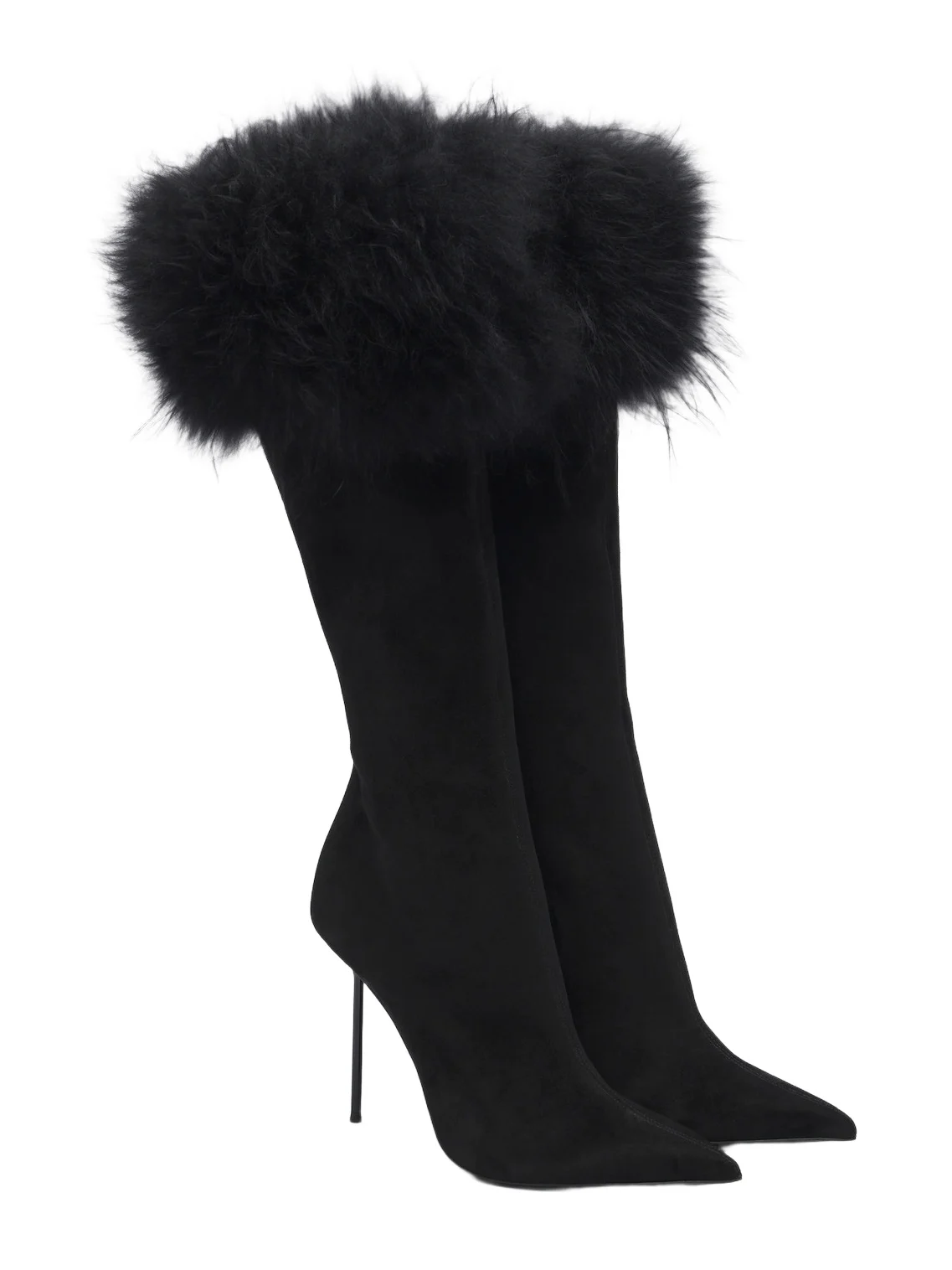Paris Texas Lidia suede and shearling knee-high boots