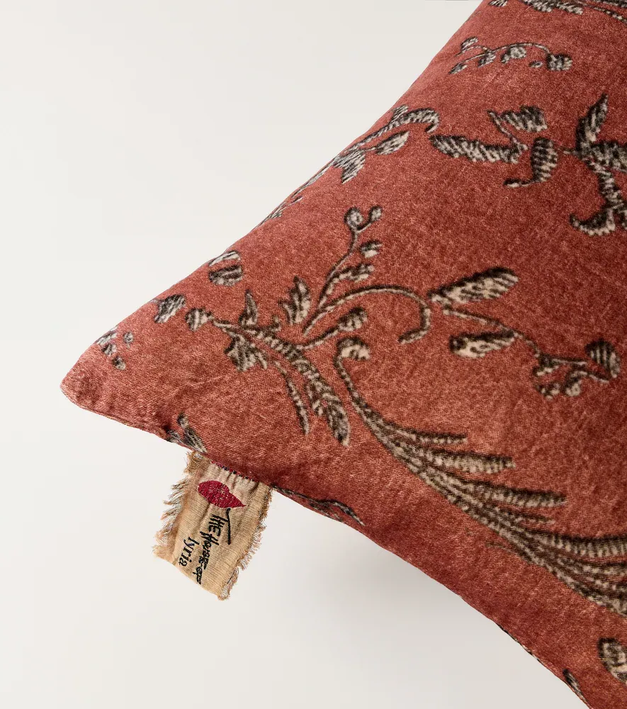 The House of Lyria Cattleya cotton and linen velvet cushion | Thumbnail 3
