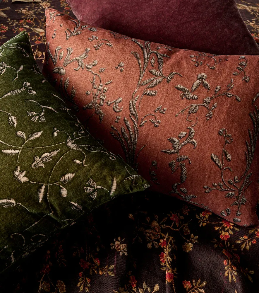 The House of Lyria Cattleya cotton and linen velvet cushion | Thumbnail 4