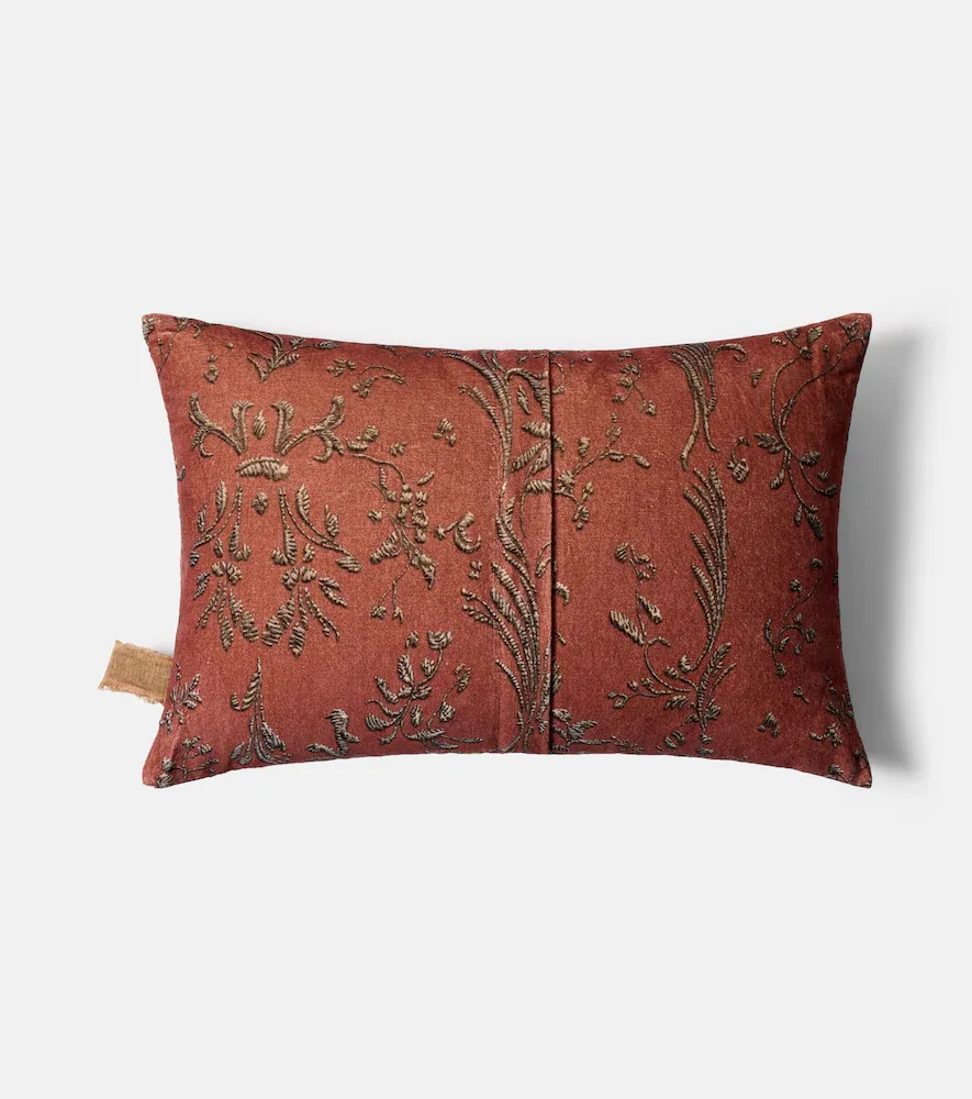The House of Lyria Cattleya cotton and linen velvet cushion | Thumbnail 5