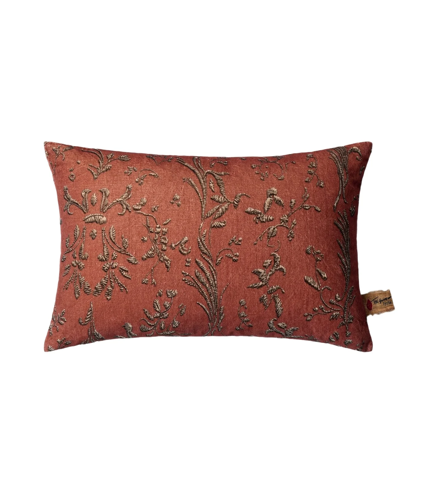The House of Lyria Cattleya cotton and linen velvet cushion